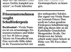 Presseartikel "Friseurunternehmen vergibt Schulf&ouml;rderpreis"